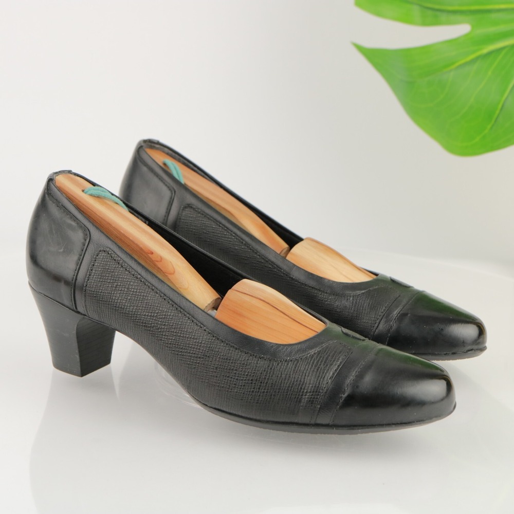 Munro Womens Jillian Pumps Size 8.5 Black Leather Block Heel Comfort Dress Shoes
